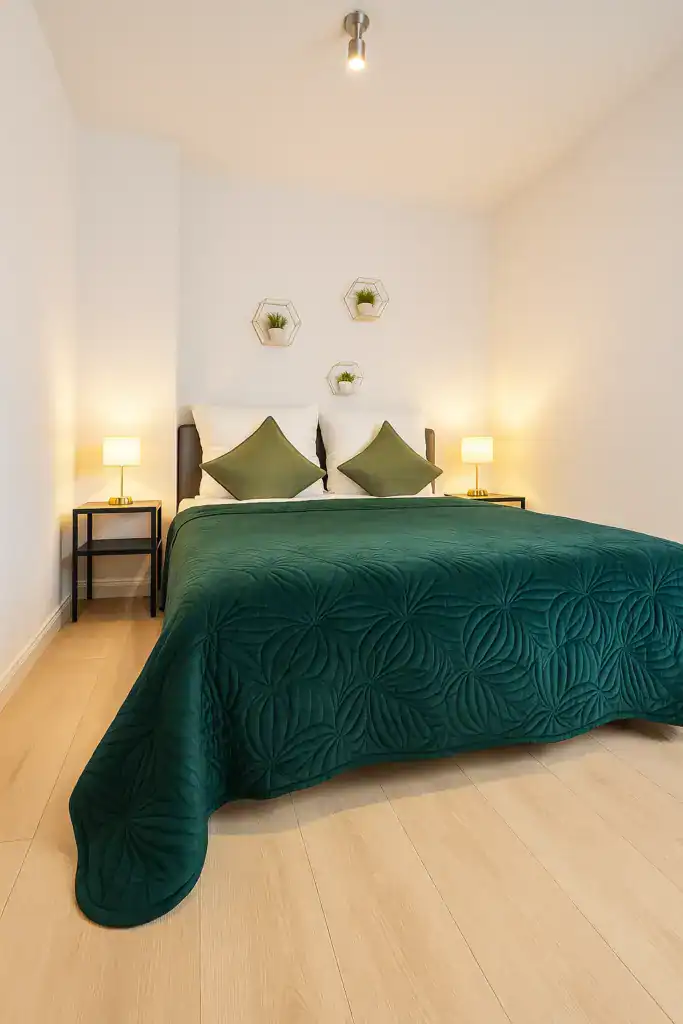Business Apartment Magdeburg Stadtfeld, Schlafzimmer, Bett, Kissen